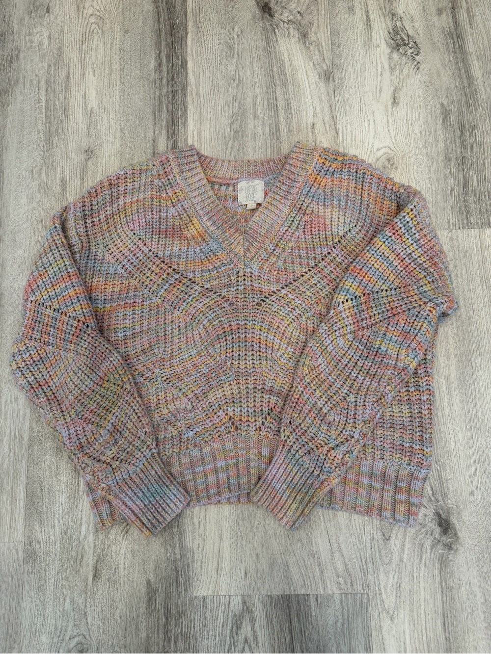 Hippie Rose Small Pastel Multicolor Space Dye Cropped Knit Sweater